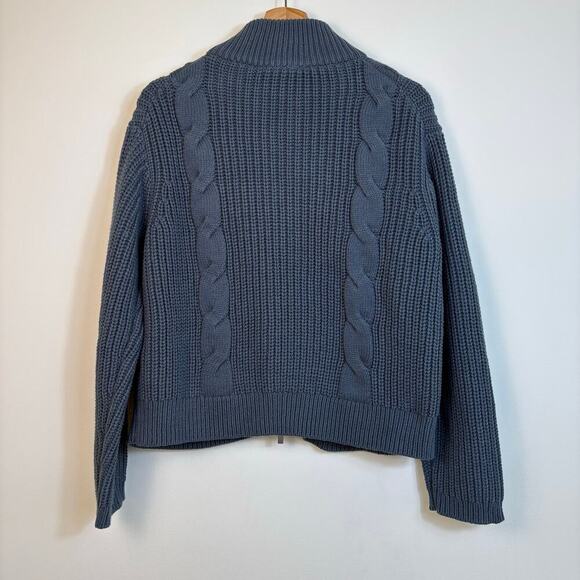 Haven Well Within Cotton Mixed Stitch Double Zip Cardigan size Small Neptune - Picture 4 of 9